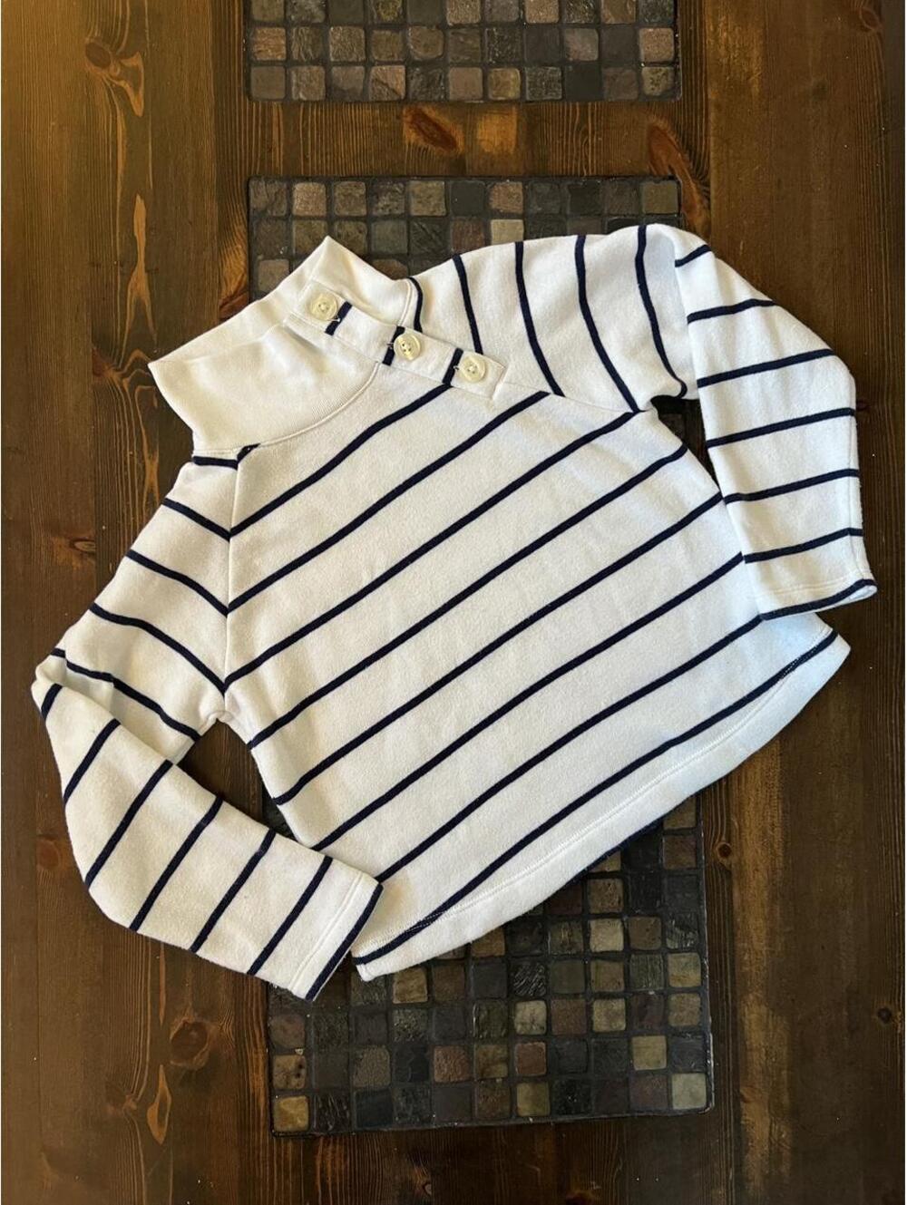Crewcuts Girls Navy & White Preppy Nautical Mock Neck Pullover size small